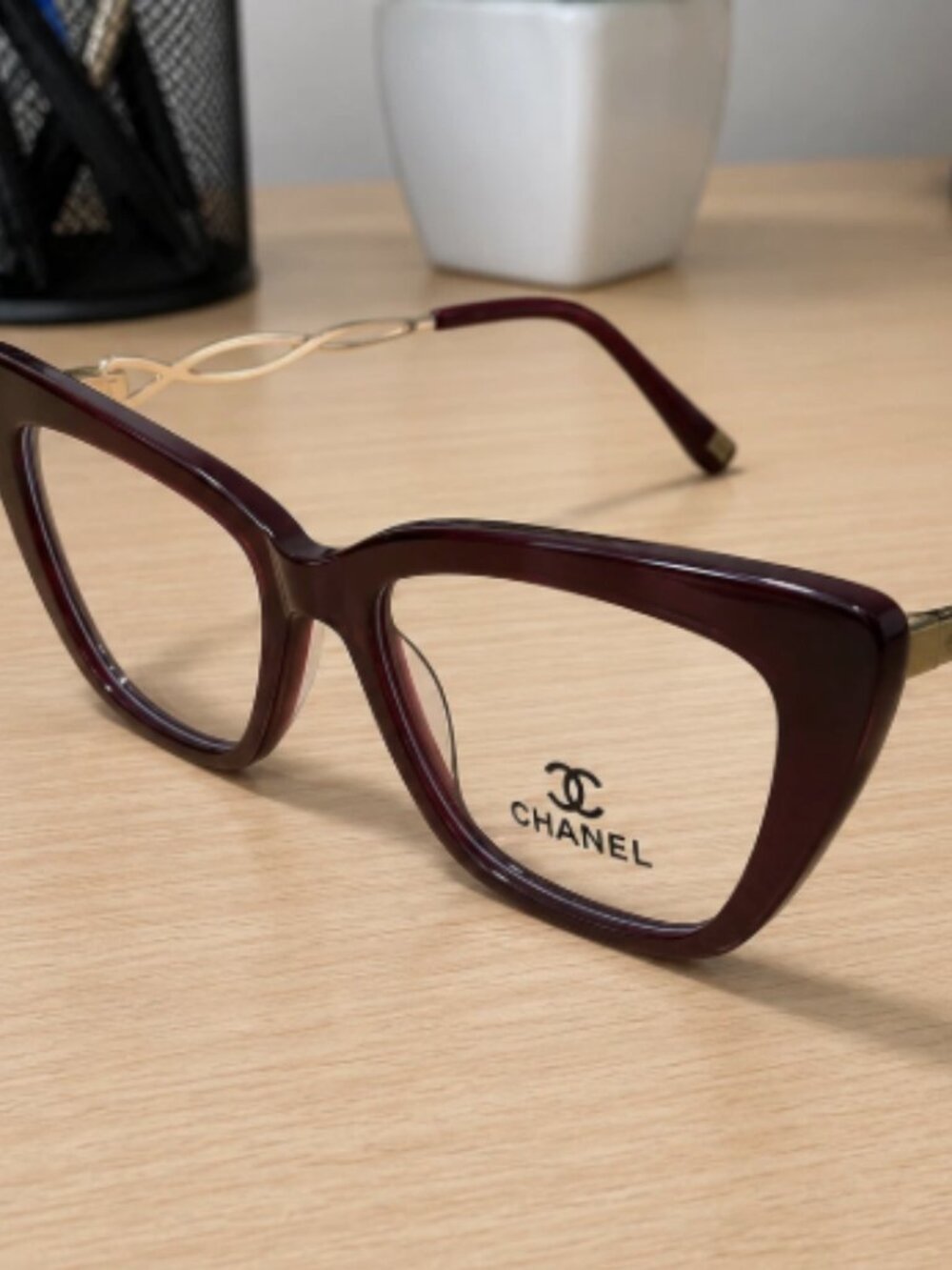 Chanel Burgundy Cat Eye Frame (Authentic) 53,18,145, Stretchable